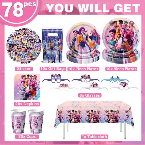 Happy Birthday Party Decoration Character Anime Tableware Plate Cup Balloon Set Banner Backdrop Gift Bag Keychain Party Supplies