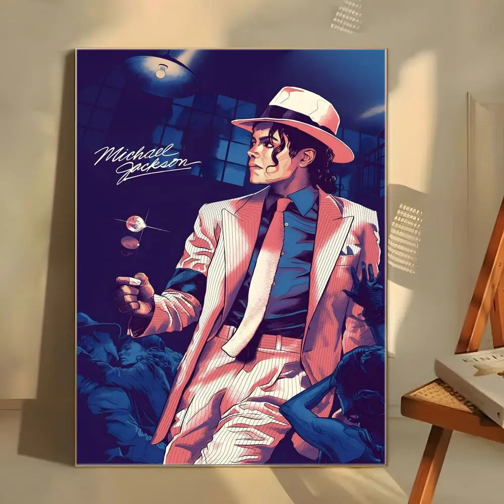 MJ M-Michael Singer J-Jackson Poster  Self-adhesive Art Waterproof Paper Sticker Coffee House Bar Room Wall Decor