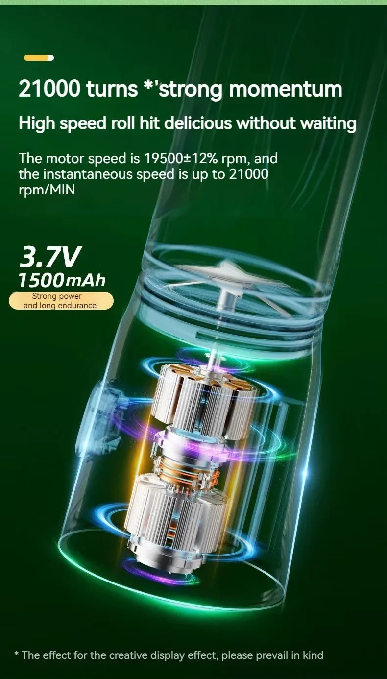 Portable Blender Juicer 450ml Electric Fruit Juicer USB Rechargeable Lemon Orange Fruit Juice Cup Smoothie Blender 2cups