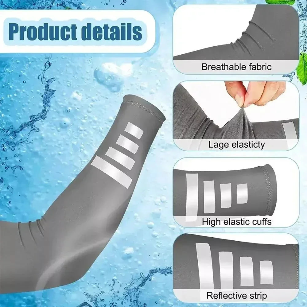 1Pair UV Sun Protection Arm Sleeves for Men Women Reflective Cooling Compression Sleeves Golf Outdoor Sports