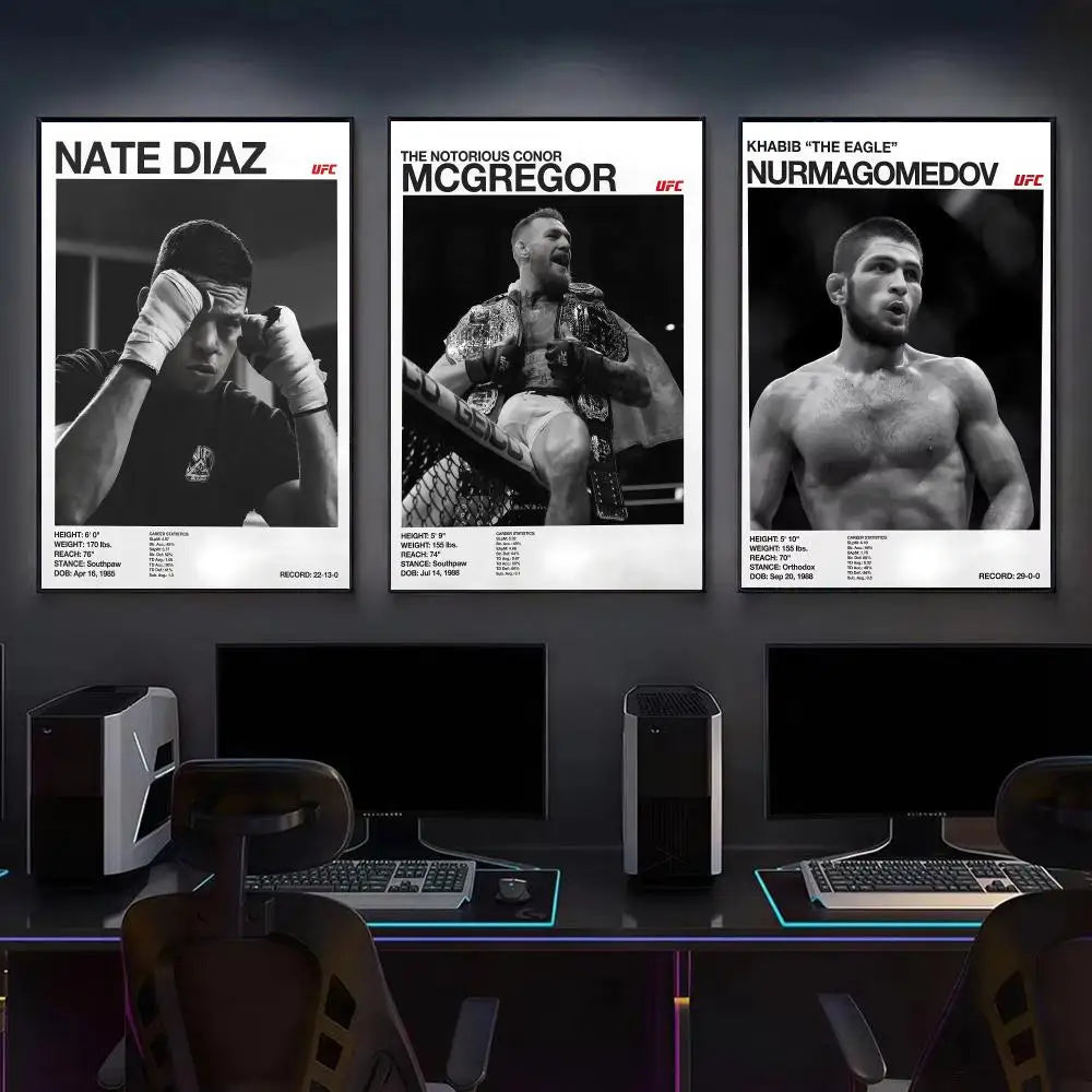 Famous Fighting Events U-UFC Poster Modern Aesthetic Canvas Wall Art Poster Cool Room Stuff Bedroom Decor