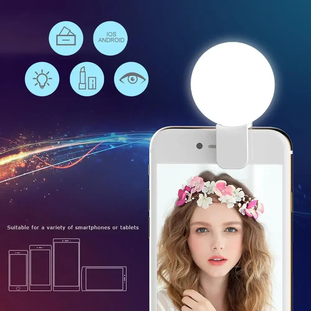 Brighten your selfies anywhere with this portable mobile phone LED selfie ring light—compact, convenient, and easy to use!