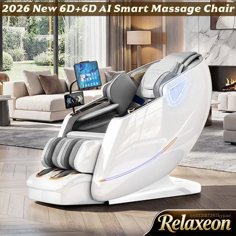 New 6D+6D Home Smart Massage Chair Full Body Electric 6D Jade Deep Stretch SL-Track Zero Gravity Recliner with Body Scan Heated