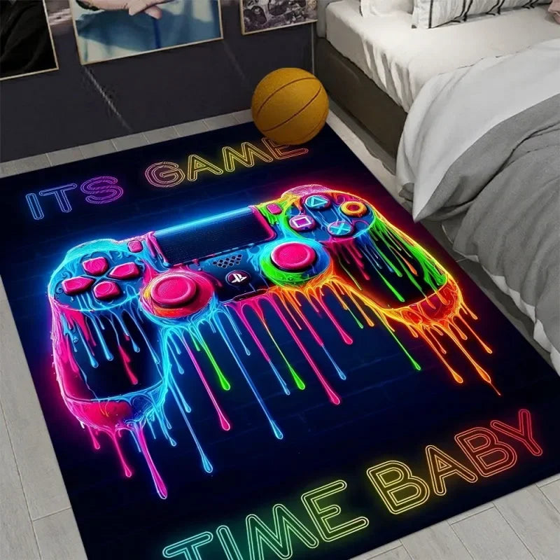 VIKAMA Gamer Rug with Controller Design Carpet for Game Room Gaming Rug for Boys Room  Home Decor Non-slip Switch Gaming Mat