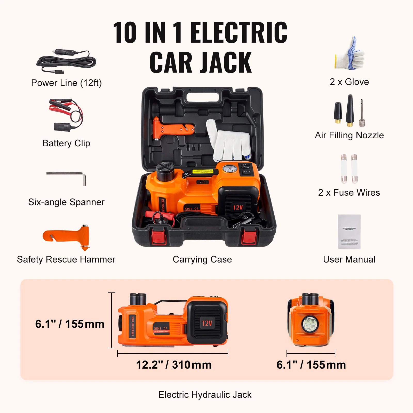 SucceBuy Electric Car Jack, 3/5 Ton Scissor/Hydraulic Jack, 12V Electric Automatic Jack Portable Car Jack for Truck Tire Change