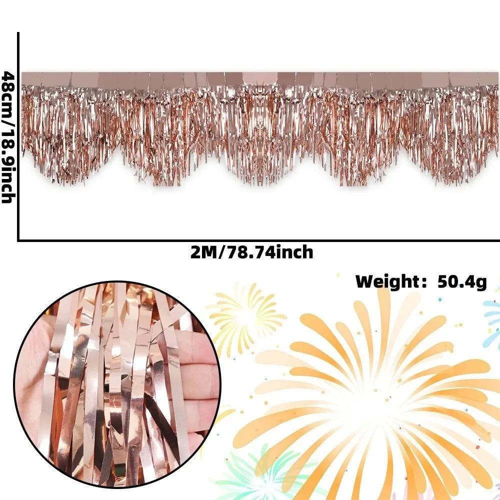 Multicolor Drizzle Garland Encryption PET Metallic Foil Fringe Thickening Background Ornament Tassel String Party Supplies