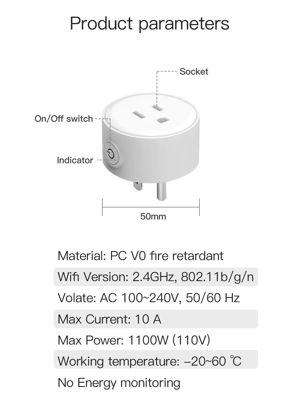 Control your devices hands-free with this WiFi smart plug featuring USA socket compatibility—wireless switch supporting app control, scene linkage, and voice assistants like Alexa and Google Home for smart home convenience!