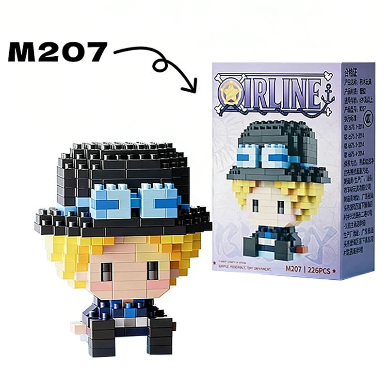 ONE PIECE Sun God Nika Luffy Micro Building Block Chopper Ace Buggy 3D Anime Model Assembly Mini Bricks Figure Toys For Gift