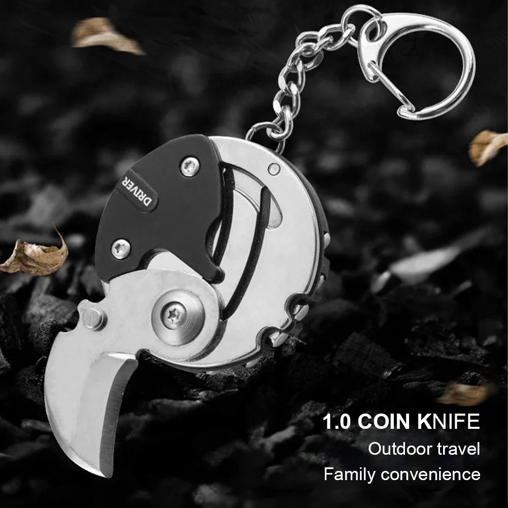 Multifunctional Keychain Screwdriver Hexagon Coin Outdoor EDC Tool Hexagon Folding Coin Knife Pocket Fold Mini Coltello Gear Pee