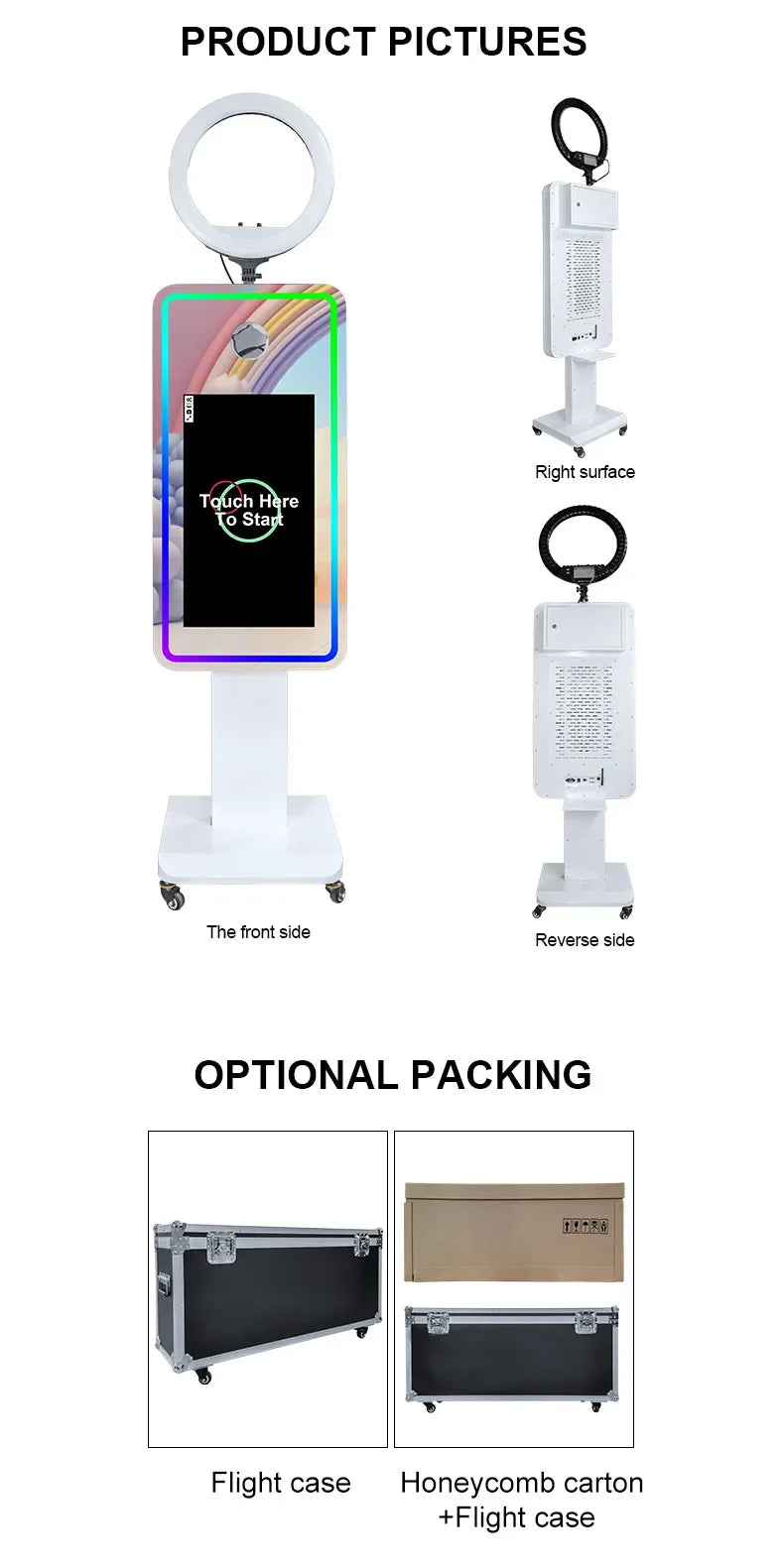 Portable Mirror Photo Booth Selfie Machine 21.5 in Touch Screen with Wheels and Flight Case for Party and Event