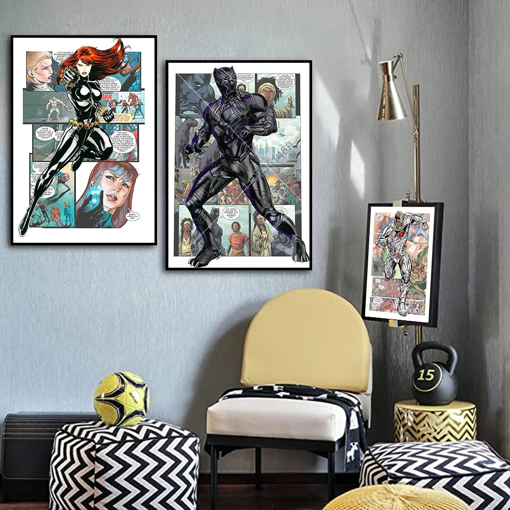 Frameless Marvel Movie Avengers Wall Art Canvas Posters Superhero Spiderman Iron Man Home Decor Children Room Canvas Painting Mu