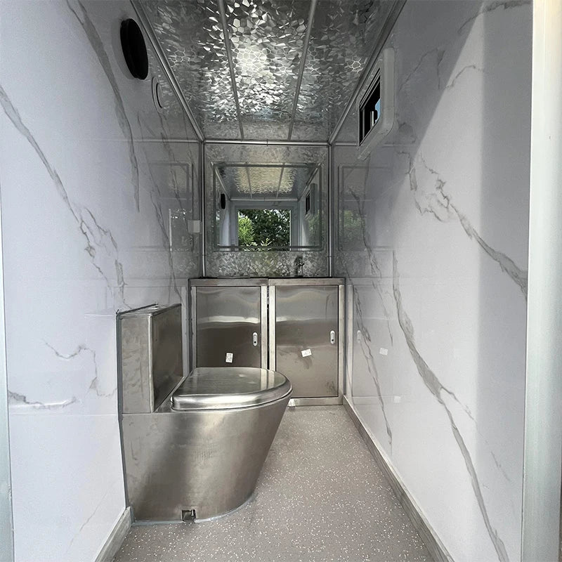 Portable Steel Mobile Bathroom Trailer Wheel Outdoor Restroom Truck Camping Shower Room Sports Venues Toilet Cart Eco-Friendly