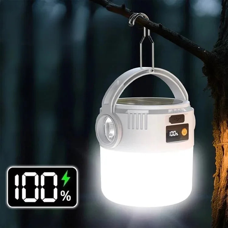 Solar Camping Lantern USB Rechargeable Outdoor Portable Waterproof Emergency Light for Hiking Backpacking Tent Activities