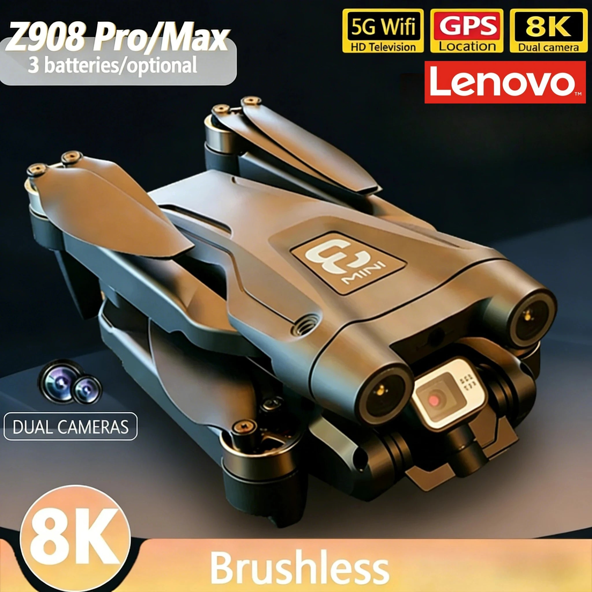 Lenovo Z908 Pro max Drone 4K Professional HD Dual Camera Dron Brushless Motor 5G WIFI FPV RC Quadcopter Helicopter Toys