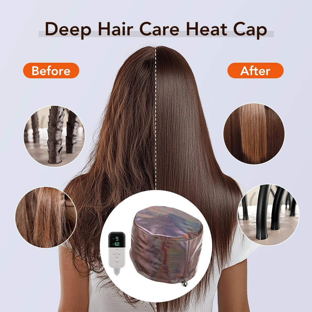SPA Heat Cap Hair Steamer 9-level Temperature and 5 Timed Settings Hair Mask Hair Heating Cap for Hair Treatment Home Use