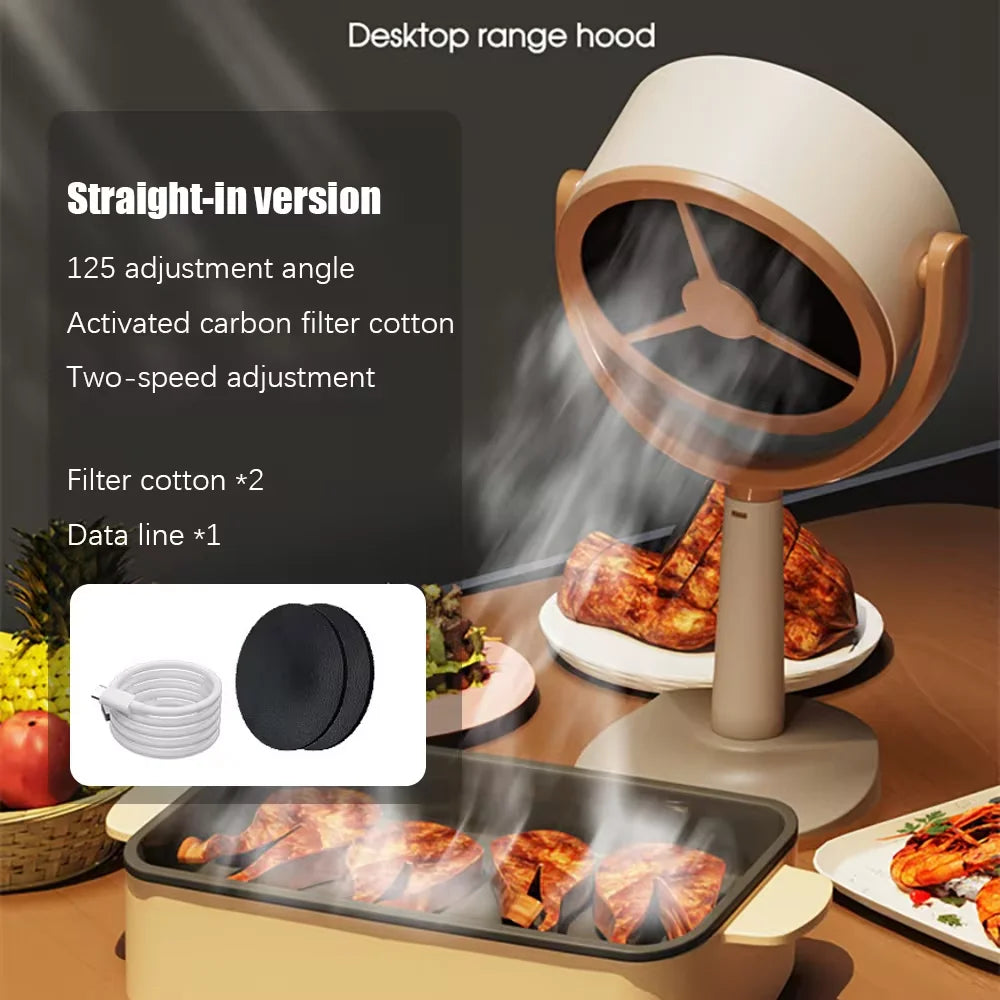 USB Desktop Range Hoods Portable Exhaust Fan Adjustable Angle Small Kitchen Hood Extractor Barbecue Large Suction Cooker Hood