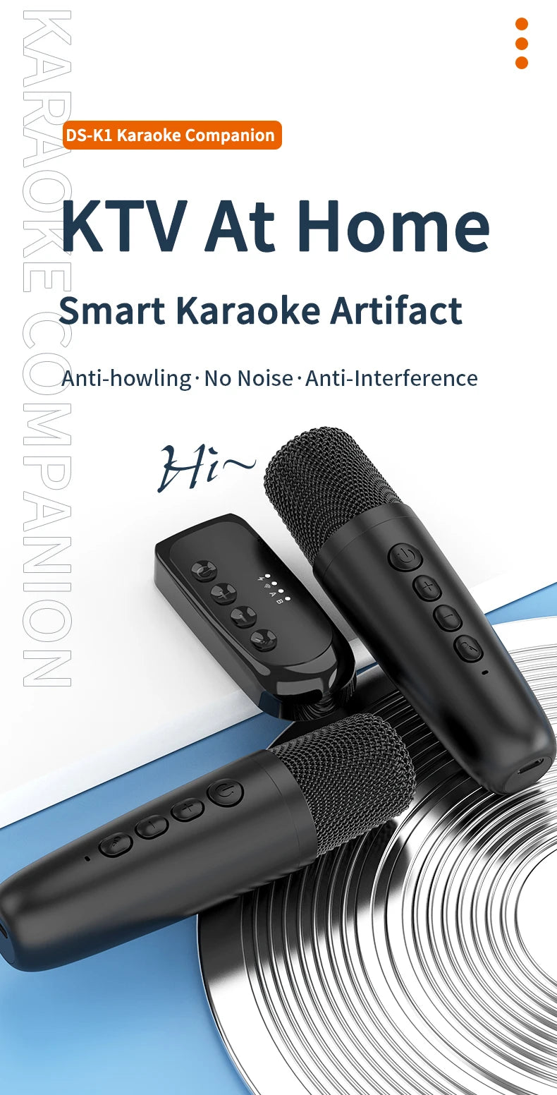 Wireless Karaoke Companion Bluetooth 5.3 Dynamic Microphone KTV DSP Mixer System 3.5MM AUX Type-C Amplifier Host For Speaker Car