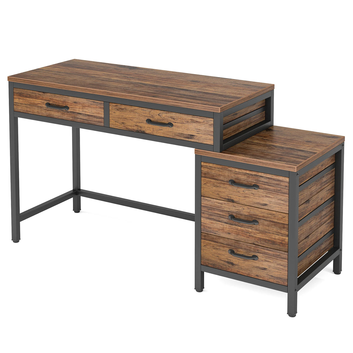 Tribesigns Computer Desk with 3 Drawers, 59-Inch PC Desk with Reversible Drawers, Industrial Study Writing Table Workstation