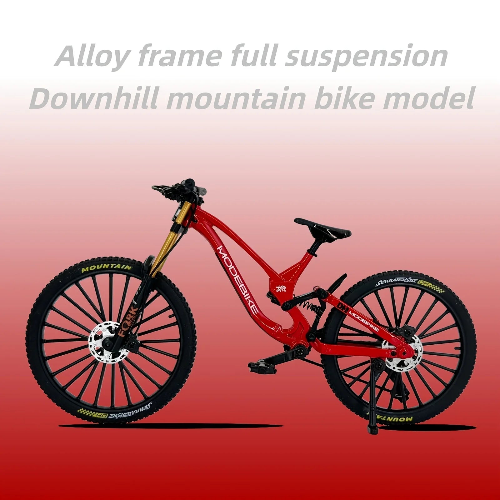 1:8 Scale Alloy Mountain Bike Model – Dual Shock Absorbers&Removable Number, Ideal Gift&Desktop Decoration for Bike Enthusiasts.