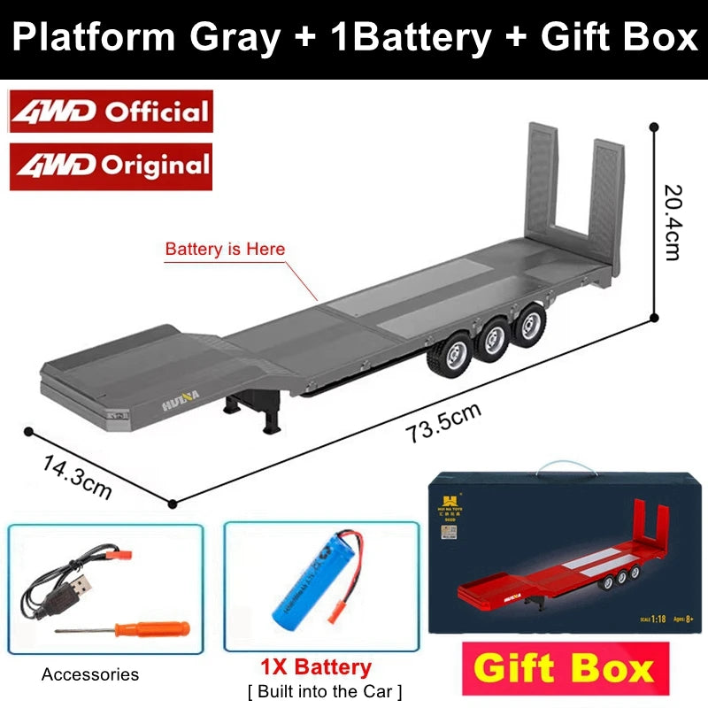 Remote Control Car RC Tractor Alloy Heavy Truck Engineering Semi Trailer Model with Light Sound Radio Toy HUINA 1501 770S Gift