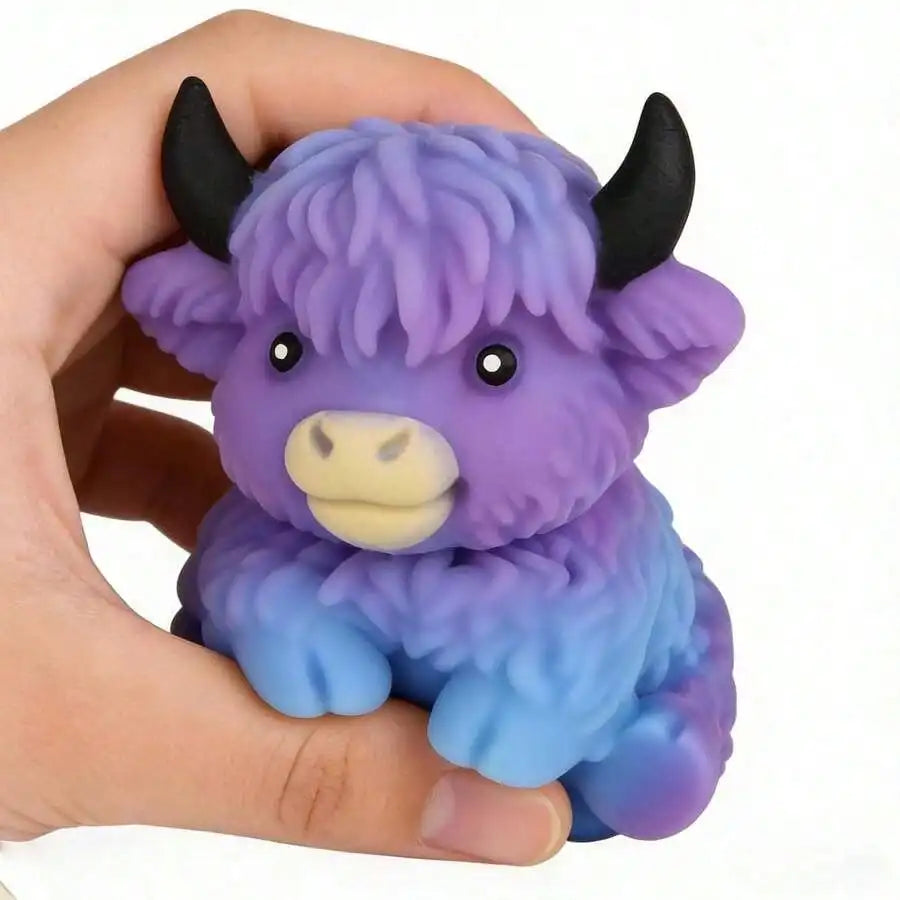 Popular New Products Scottish Highland Cow Stress Relief Toy Slow Bounce Sensory Soft Toy Cheese Squeezing Stress Relief Gift