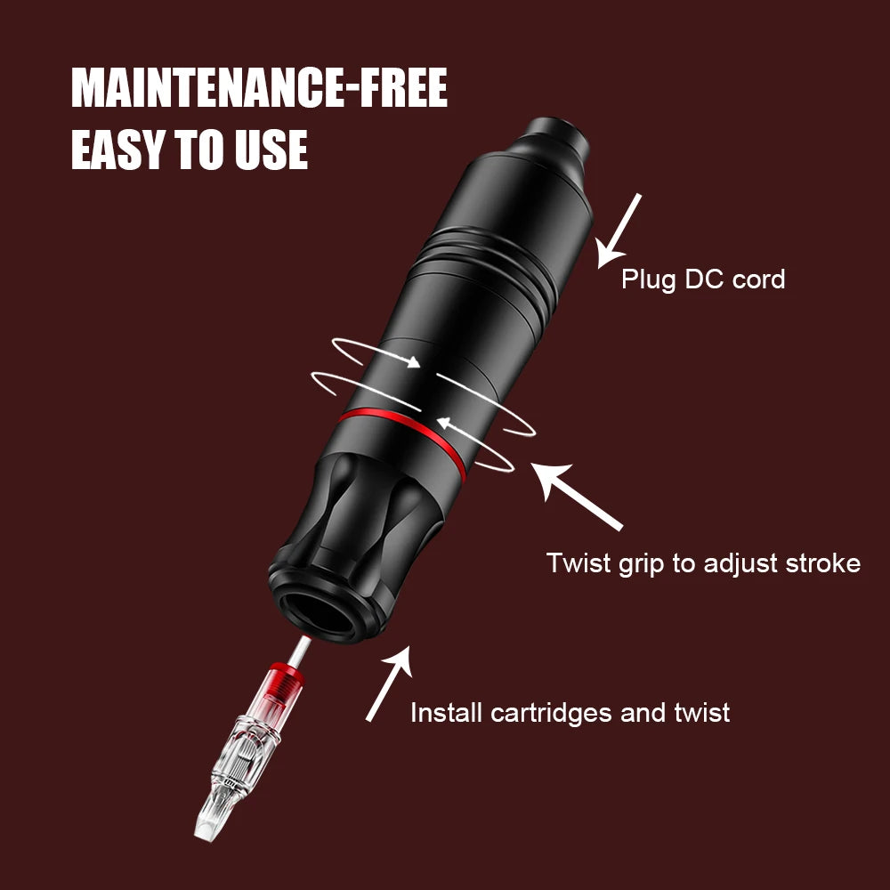 Ballpoint Tattoo Pen Machine Kit Rotary Tattoo Pen Set with Wireless Tattoo Transfer Stencil Printer Power Supply Needles