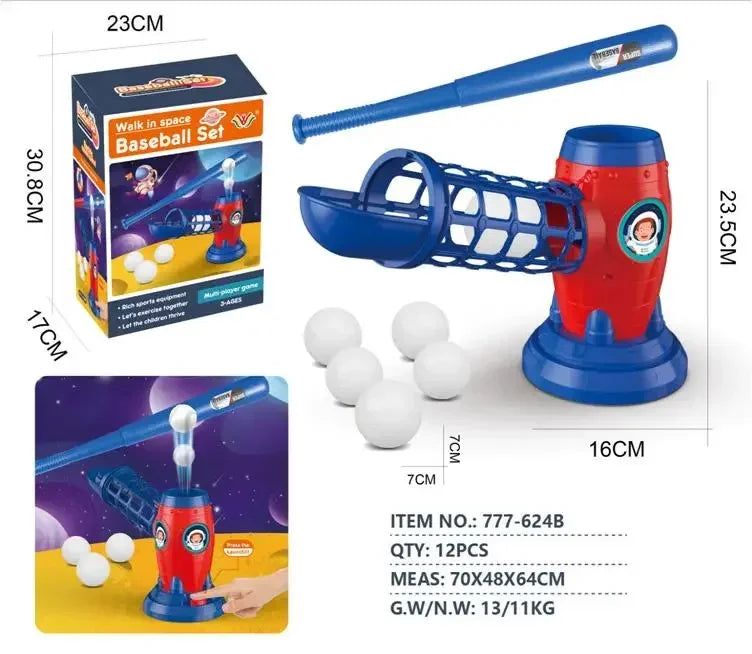 Parent-child Interactive Kids Baseball Set Electric Remote Control Pitching Machine Space Style Sport Training Toy for Kids 3+ Y
