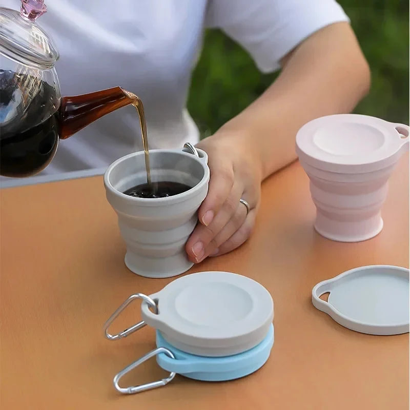 Outdoors Silicone Folding Cup with Hanging Hole Creative Water Travel Portable Washing Fashion Travel Silicone
