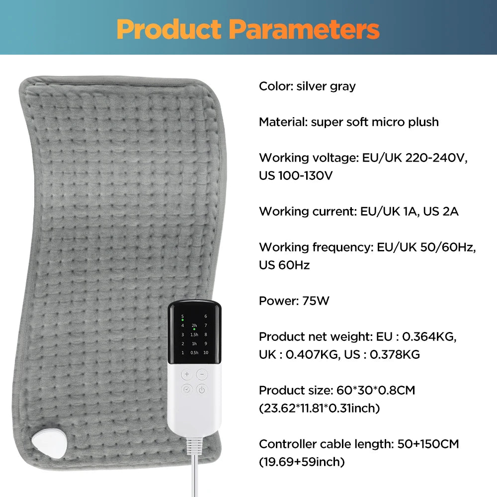 Electric Heating Pad Multifunctional Physiotherapy Heating Blanket Cushion 10 Levels Temperature Timing Body Back Warmer Winter