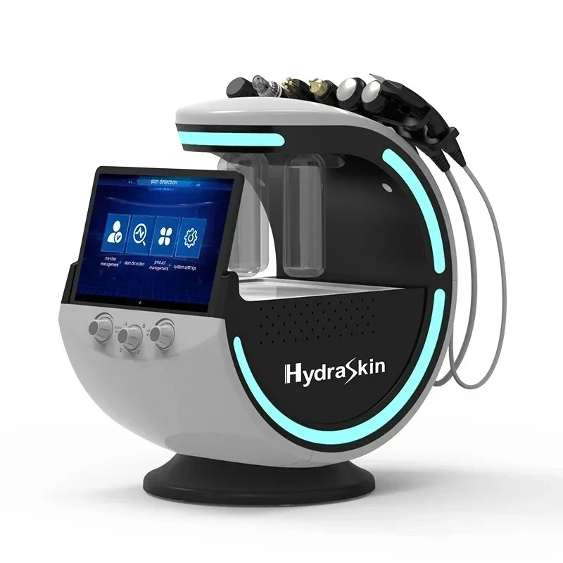 Revitalize your skin with the Hydra Dermabrasion H2O2 machine, combining skin-cleansing facial oxygenation, Aqua Peel exfoliation, RF technology for wrinkle removal, and advanced skin care for a refreshed and radiant complexion!