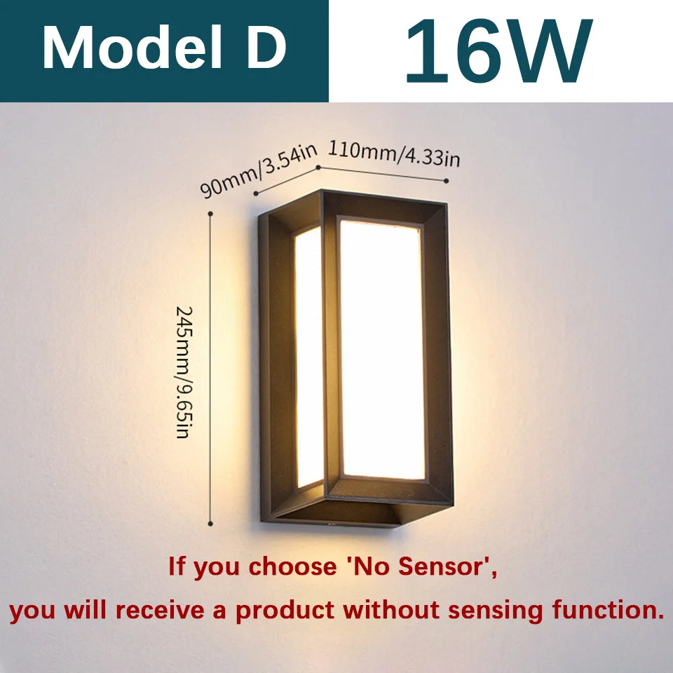 LED Outdoor Wall Light Wall Lamp Motion Sensor AC110V 220V Waterproof Modern Indoor Home Balcony Path Porch Garden Decoration