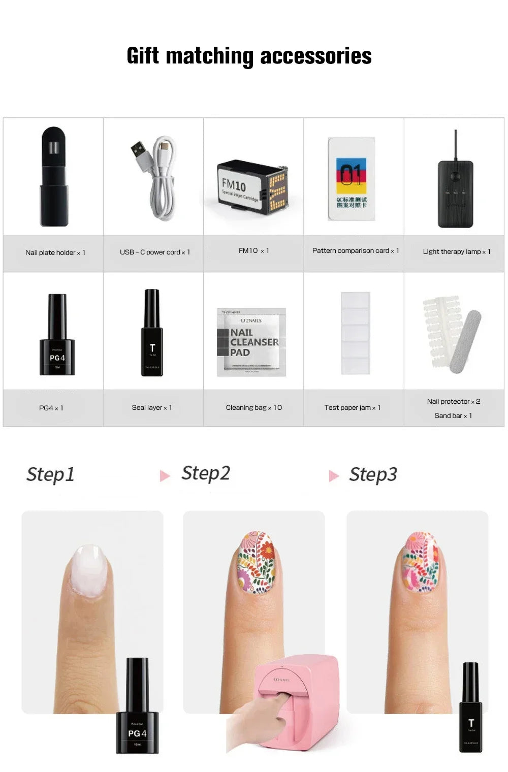 Portable 3D Painted Nail Printer Machine Intelligent Automatic Printing Celebrity Home Nail Machine Artifact With Cartridge