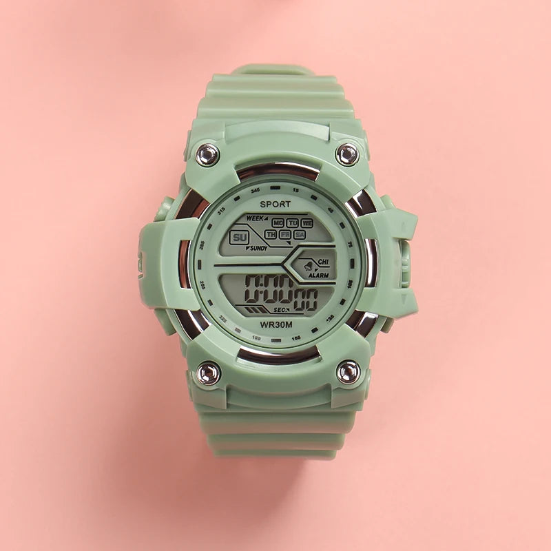 Fashion Kids Watches Multifunctional Electronic Wristwatch for Boys and Girls Student Waterproof Luminous Alarm-clock Calendar