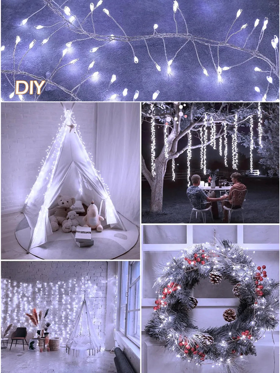 Add festive sparkle with these USB-powered LED firecracker string lights—complete with remote control for easy lighting and fun!