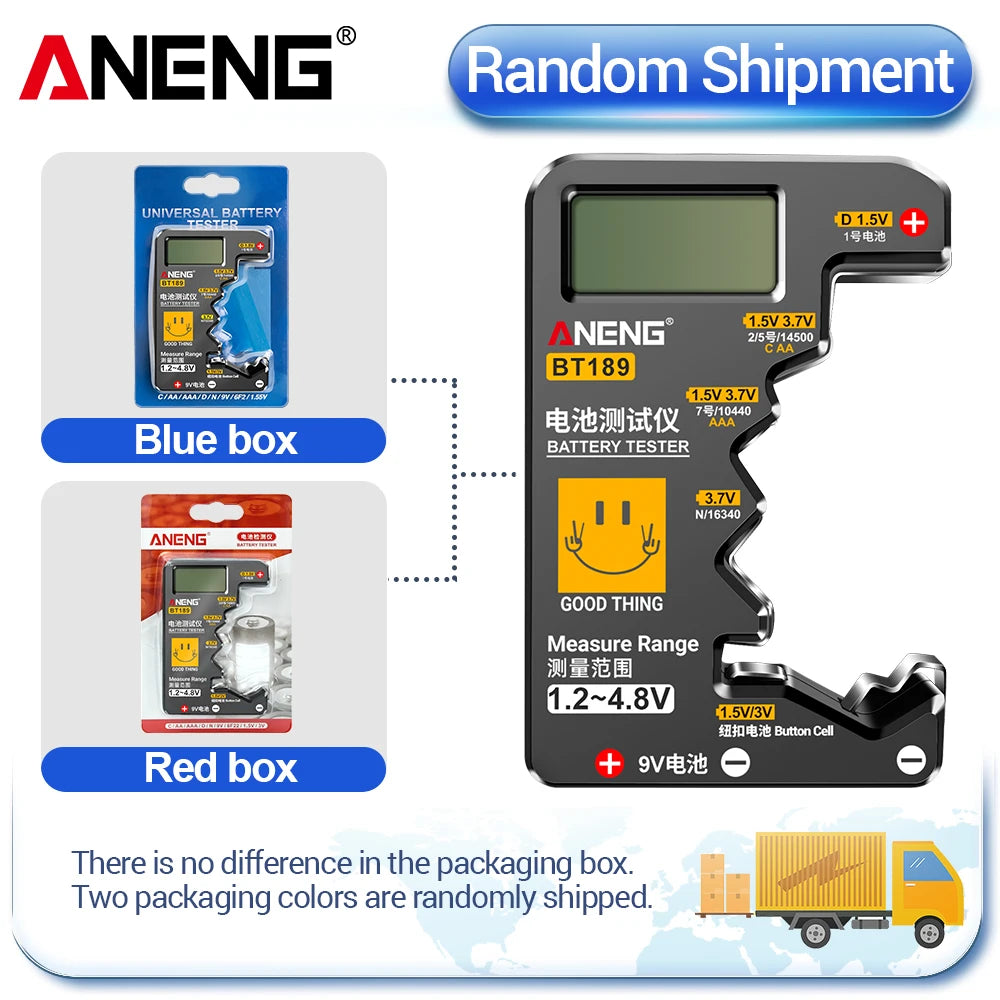 Quickly check your batteries with this universal button cell battery tester—compatible with 9V, N, D, C, AA, and AAA sizes, featuring an easy-to-read LCD display!