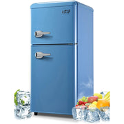 Double Door Compact Refrigerator, Mini Fridge with Freezer (Retro Design)