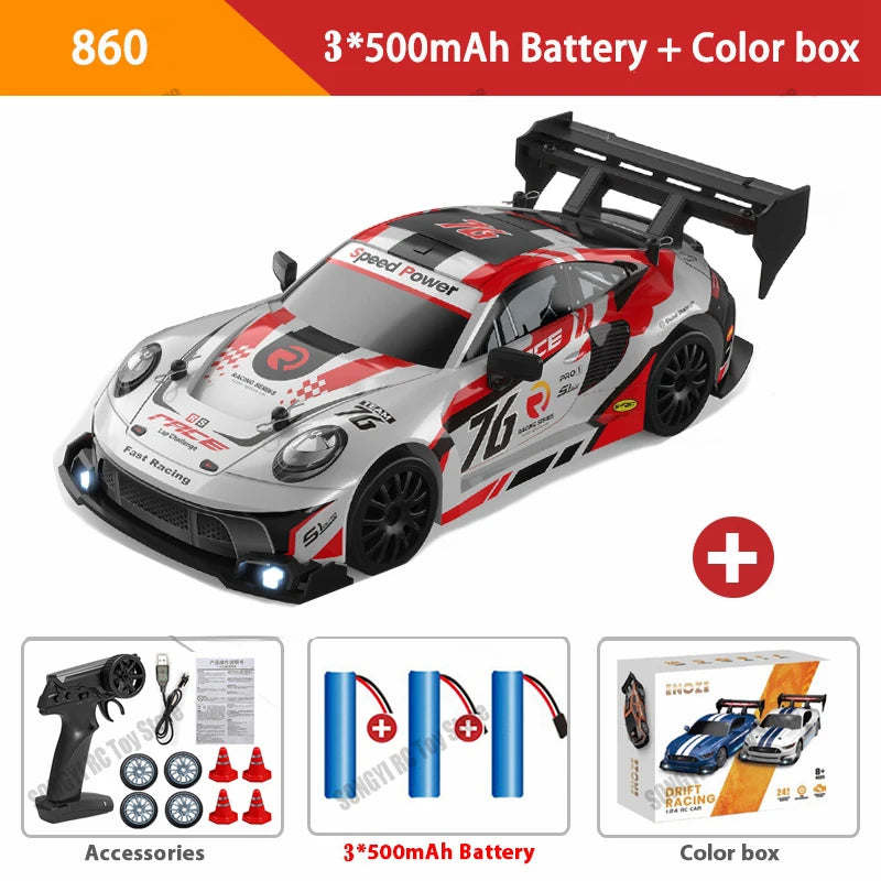 RC Drift Car 4WD Remote Control High Speed Racing Vehicle with LED Lights 2.4GHz Radio 4x4 Off-Road Truck Toy for Children Kids