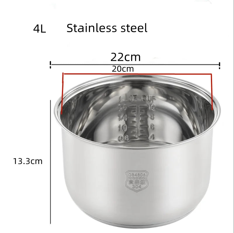 Stainless steel liner without coating ceramic glaze liner rice cooker rice cooker electric pressure cooker inner bowl 4L 5L 6L