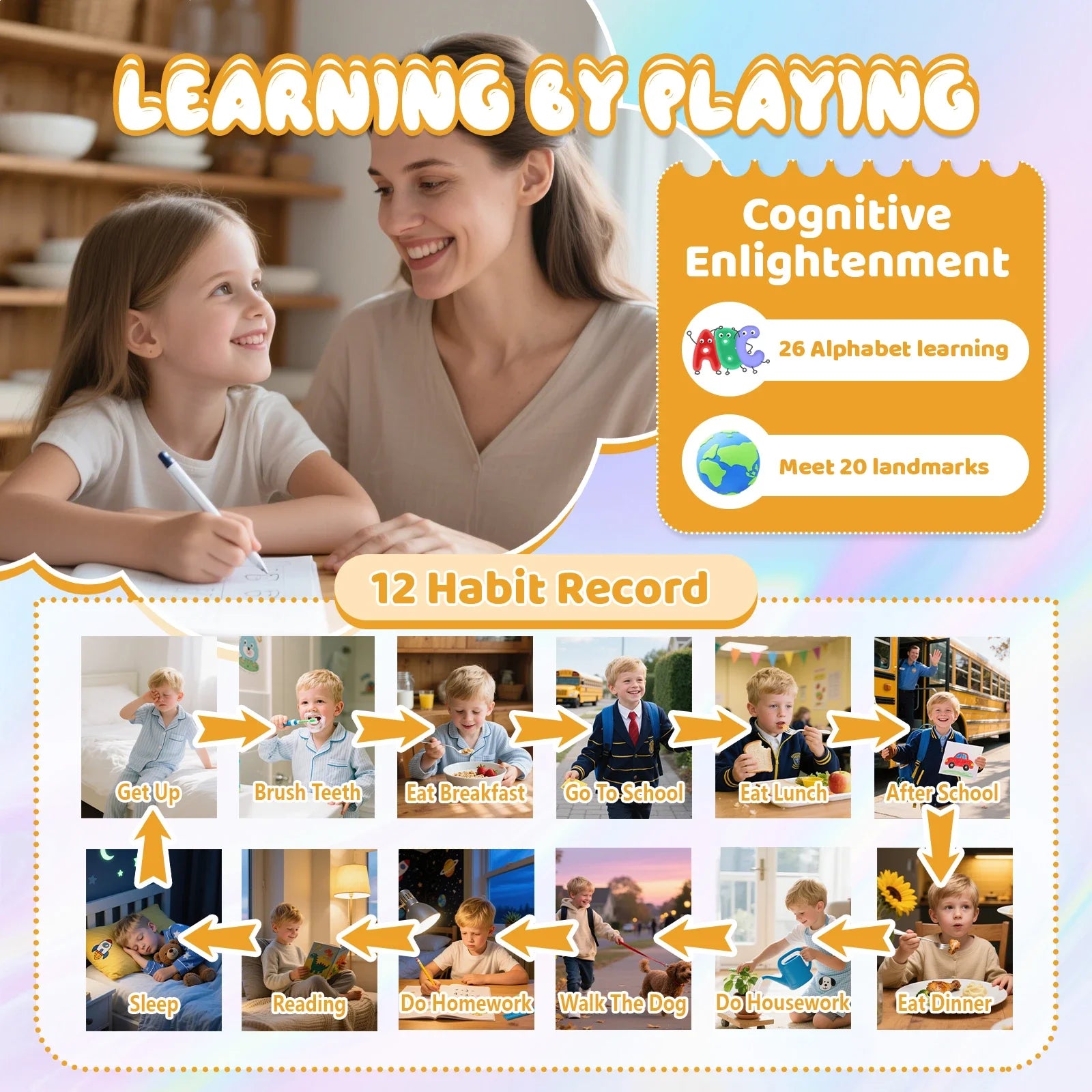 Kids Smart Phone Toy with Dual Camera Educational Games Music Player Safe Mode Best Birthday Gift HD 1080P Kids Camera Toys