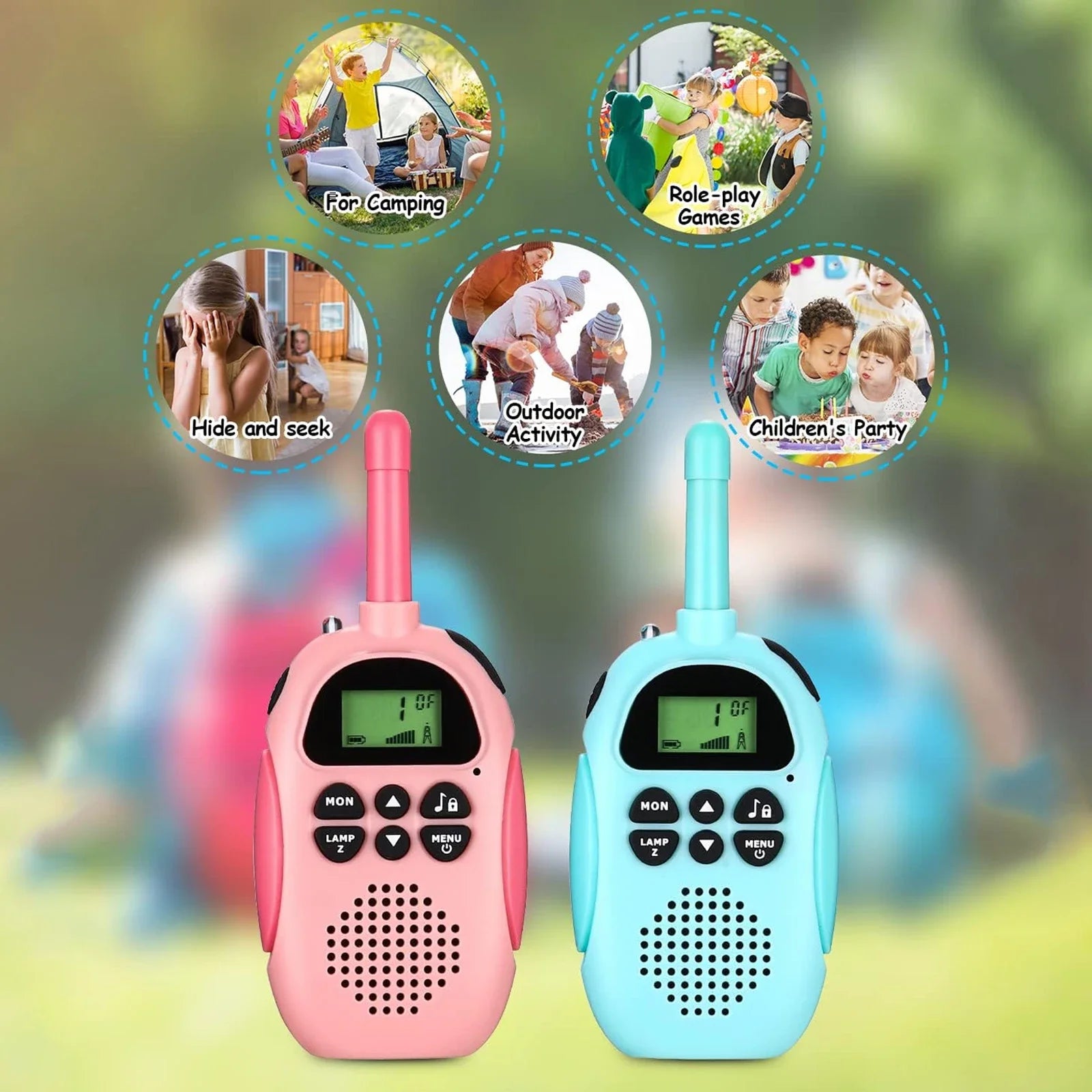 Kids Walkie Talkies 2 Pack Rechargeable Toy Two Way Radio 22 Channels 3KM Long Range for Children Outdoor Play Birthday Gifts