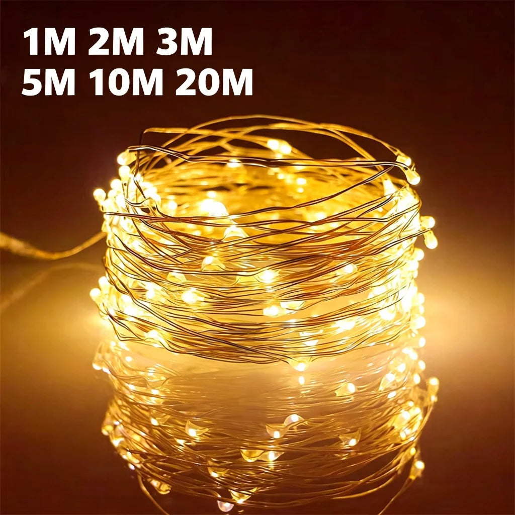 USB Led Fairy Lights Copper Wire String 1/2/3/5/10/20M 200LED Holiday Lamp Garland For Christmas Tree Wedding Party Decoration