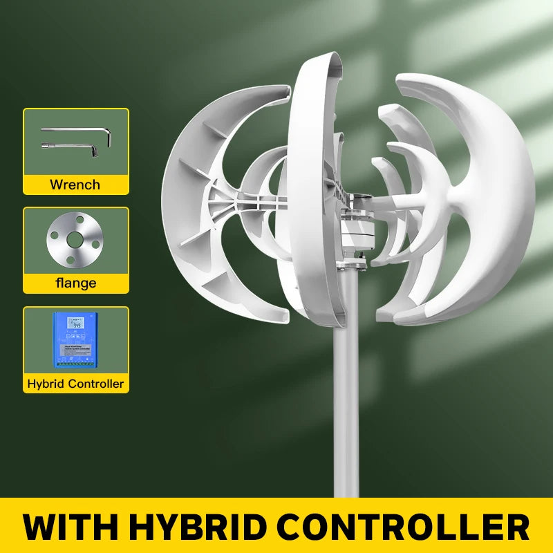 1000W 1KW Vertical Axis Wind Turbine 12V 24V 48V Wind Generator CE Certified Free Energy Low Speed Start Off Grid for Home Use