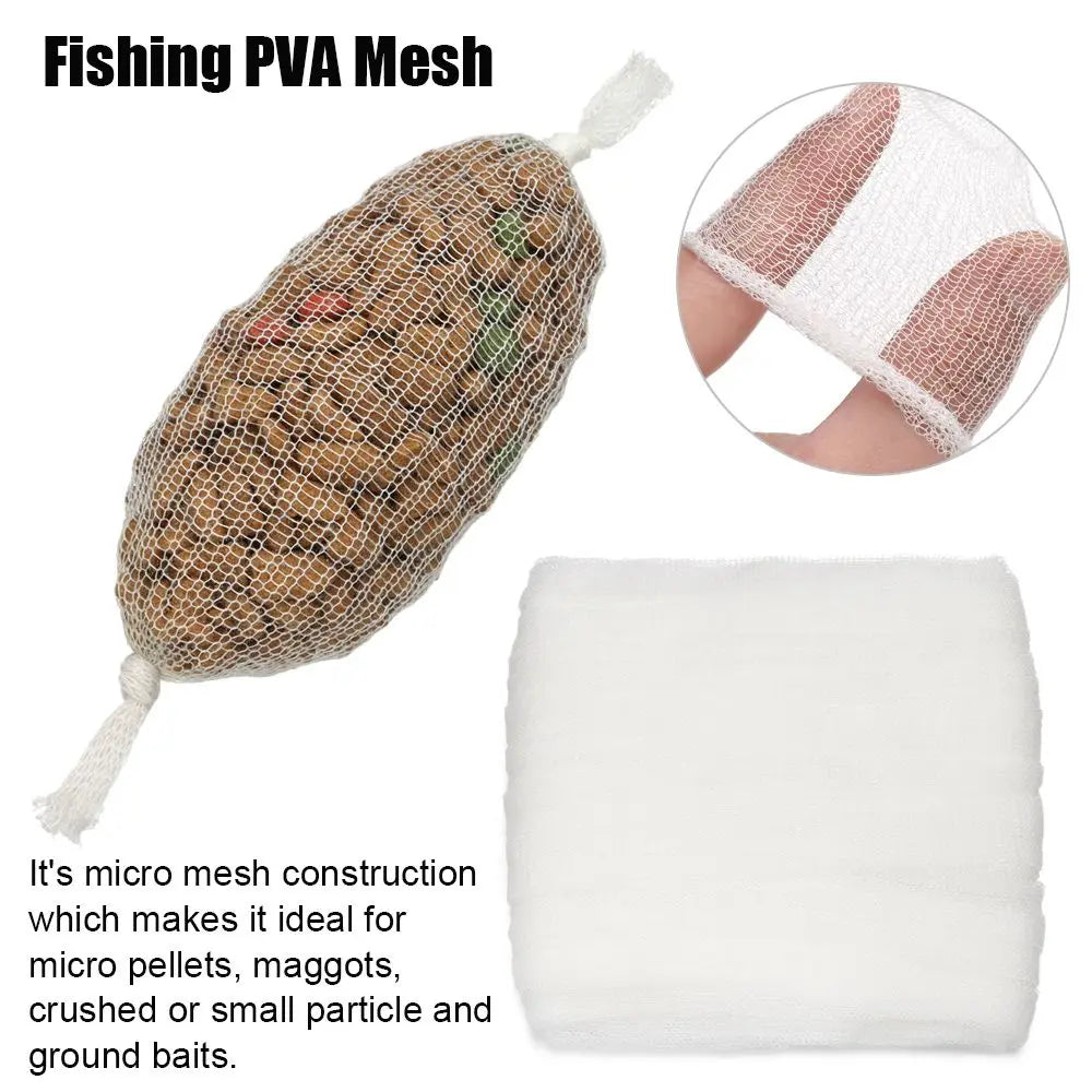 5M/20M Soluble PVA Mesh Bag Refill Carp Feeder Fishing Lures Refill Rig Hook Bait Wrap Bags 25mm 37mm 44mm Fishing Accessories