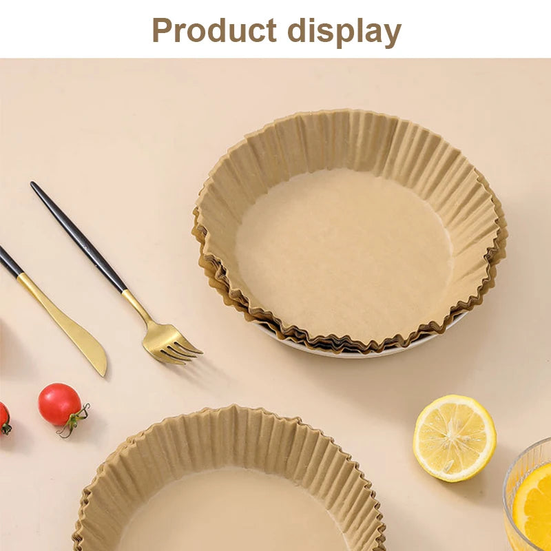 50/100pc Silicone Oil Paper Holder For Air Fryers Disposable Baking Oil Absorbing Baking Tray Paper Food Grade Non Stick Kitchen
