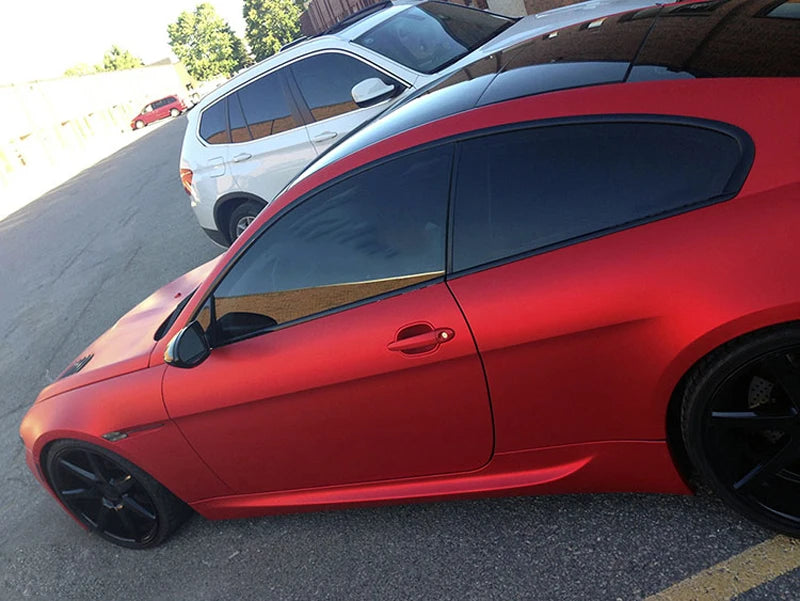 Premium Red Satin Chrome Matte Metallic Vinyl Film Car Wrap Foil with Air Release Self Adhesive Decal