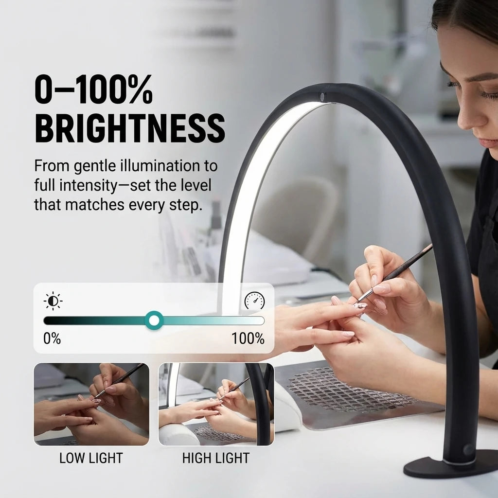 30inch Half Moon Light for Nail Desk 76cm 48W High Light Arch Photography Filling Crescent Desktop Manicure Craft Work Lamp