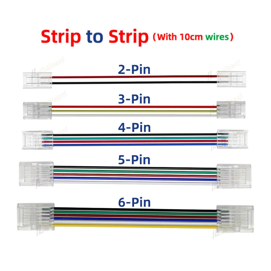 8mm 10mm 2Pin 3Pin 4Pin 5Pin 6Pin 12mm IP20 IP65 LED Strip to Strips or Line Quick Connectors Extension Wire Terminal Connectors
