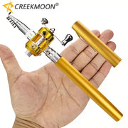 Pocket Ice Fishing Rod & Reel Combo set Pen Shape Telescopic Portable Complete Kit for River Lake Winter Fishing Outdoors