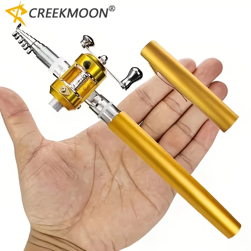 Pocket Ice Fishing Rod & Reel Combo set Pen Shape Telescopic Portable Complete Kit for River Lake Winter Fishing Outdoors