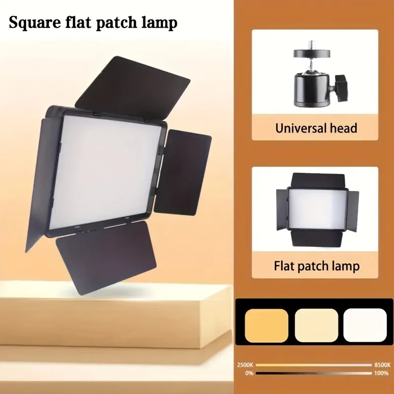 LED Video Photography Atmosphere Fill Light 9-Inch Square 43-Inch Tripod USB Power Supply 3 Light Colors Adjustable 4 Leaf Baffl